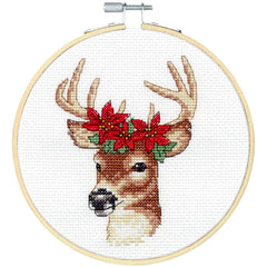 DIY Dimensions Christmas Deer Poinsettia Counted Cross Stitch Kit 76040