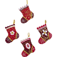 DIY Bucilla Holiday Elegance Red Gold Elegant Christmas Tree Ornament Kit 89077E