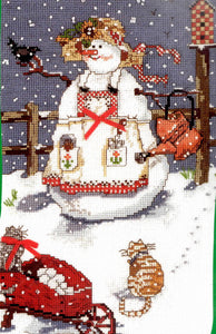 DIY Candamar Snowlady Snow Cat Christmas Counted Cross Stitch Stocking Kit 50973