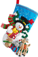 Load image into Gallery viewer, DIY Bucilla Forest Friends Snowman Animals Christmas Felt Stocking Kit 86657