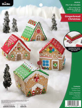 Load image into Gallery viewer, DIY Bucilla Gingerbread Christmas Village Felt 3D Houses Ornament Kit 89383E