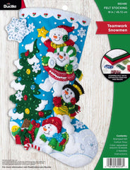 DIY Bucilla Teamwork Snowmen Decorating Christmas Snow Felt Stocking Kit 89248E