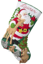 Load image into Gallery viewer, DIY Bucilla Forest Greetings Santa Christmas Delivery Felt Stocking Kit 89242E