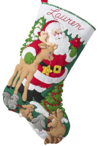 DIY Bucilla Forest Greetings Santa Christmas Delivery Felt Stocking Kit 89242E