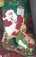 Load image into Gallery viewer, DIY Bucilla Santas Toy Shop Sled Train Christmas Eve Felt Stocking Kit 85176