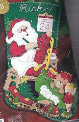 DIY Bucilla Santas Toy Shop Sled Train Christmas Eve Felt Stocking Kit 85176