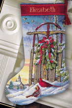 Load image into Gallery viewer, DIY Dimensions Christmas Sled Snow  Counted Cross Stitch Stocking Kit 8819