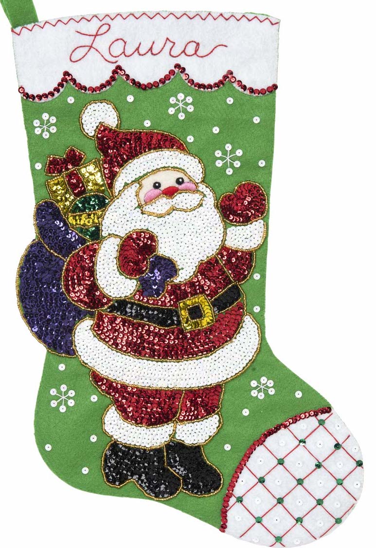 DIY Bucilla Glitz Santa Sparkle Christmas Holiday Felt Stocking Kit 89073E