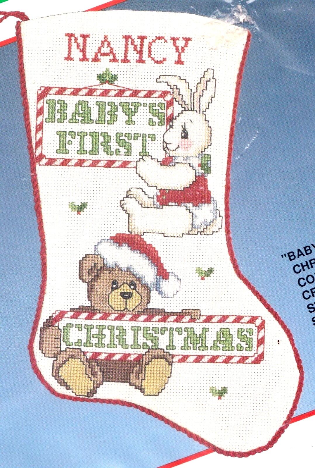 DIY Bucilla Babys First Christmas Bear Counted Cross Stitch Stocking Kit 82523
