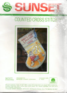DIY Sunset Mini 8" Nativity Manger Baby Christmas Cross Stitch Stocking Kit 1001