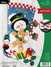 Load image into Gallery viewer, DIY Bucilla Best Friends Snowman Bear Christmas Holiday Felt Stocking Kit 89333E