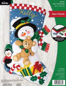 DIY Bucilla Best Friends Snowman Bear Christmas Holiday Felt Stocking Kit 89333E