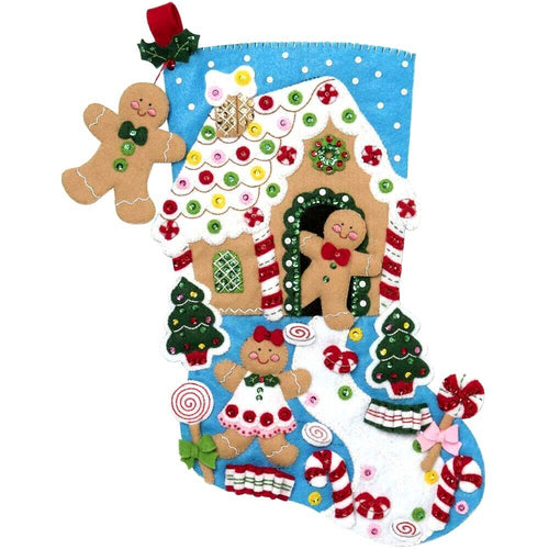 DIY Dmg Pkg Bucilla Gingerbread Dreams Cookies Christmas Felt Stocking Kit 86898