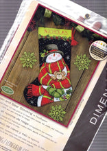Load image into Gallery viewer, DIY Dimensions Snowman and Bear Snow Christmas Needlepoint Stocking Kit 09151