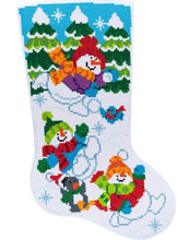 Load image into Gallery viewer, DIY Bucilla Gem Dots Sledding Snowmen Christmas Craft Facet Stocking Kit 89318E