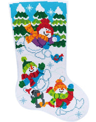 DIY Bucilla Gem Dots Sledding Snowmen Christmas Craft Facet Stocking Kit 89318E
