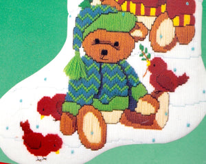 DIY Dimensions Two Bears Teddy Christmas Long Needlepoint Stocking Kit 9070