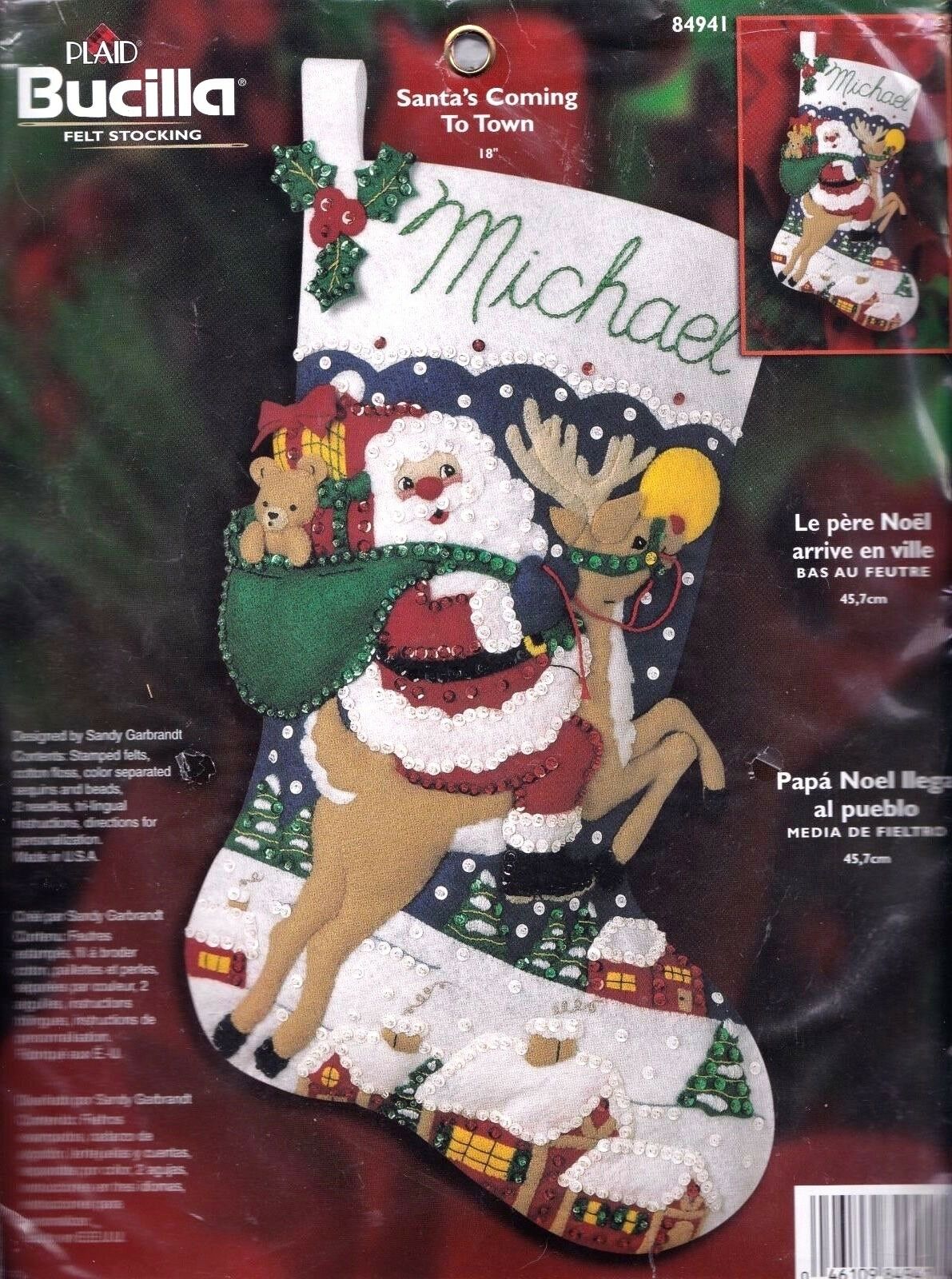 DIY Bucilla Santas Coming to Town Rudolph Felt Christmas Stocking Kit 84941 R