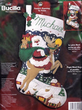 Load image into Gallery viewer, DIY Bucilla Santas Coming to Town Rudolph Felt Christmas Stocking Kit 84941 R