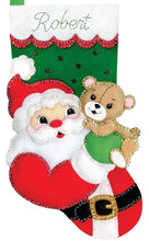 Load image into Gallery viewer, DIY Design Works Santa &amp; Teddy Bear Holiday Christmas Eve Felt Stocking Kit 5264