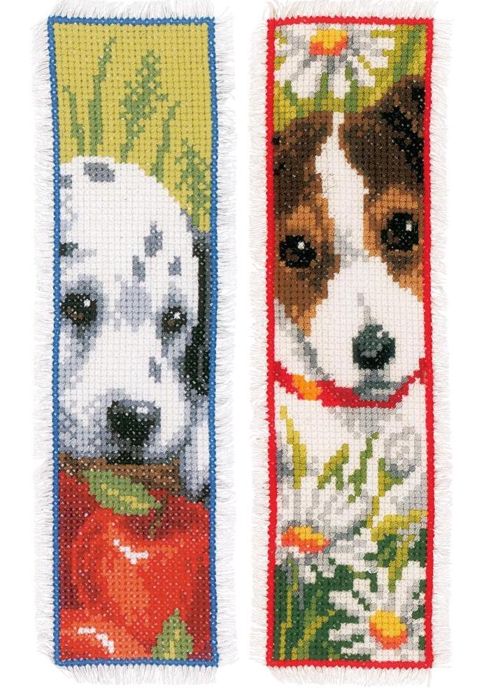 DIY Vervaco Puppy Dogs Reading Bookmark Counted Cross Stitch Kit Set Reader Gift