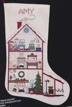 Load image into Gallery viewer, DIY Bucilla Christmas House Holiday Counted Cross Stitch Stocking Kit 82432