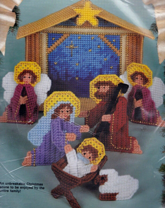 DIY Bucilla Manger Scene Christmas Nativity Plastic Canvas Craft Kit