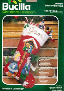 DIY Vintage Miracle of Christmas Nativity Manger Felt Stocking Kit Bucilla 48977