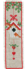 Load image into Gallery viewer, DIY Vervaco Christmas Motif Holiday Reading Bookmark Counted Cross Stitch Kit
