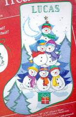 DIY Snowbabies Snowman Winter Christmas Counted Cross Stitch Stocking Kit 08539