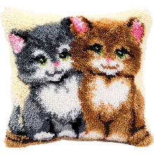 Load image into Gallery viewer, DIY Vervaco Cats Kittens Animals Latch Hook Kit Pillow Top or Wall Hanging 16&quot;
