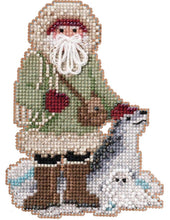 Load image into Gallery viewer, DIY Mill Hill Leopard Seal Santa Antarctic Christmas Cross Stitch Picture Kit