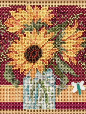 DIY Mill Hill Sunflower Bouquet Summer Button Bead Cross Stitch Picture Kit