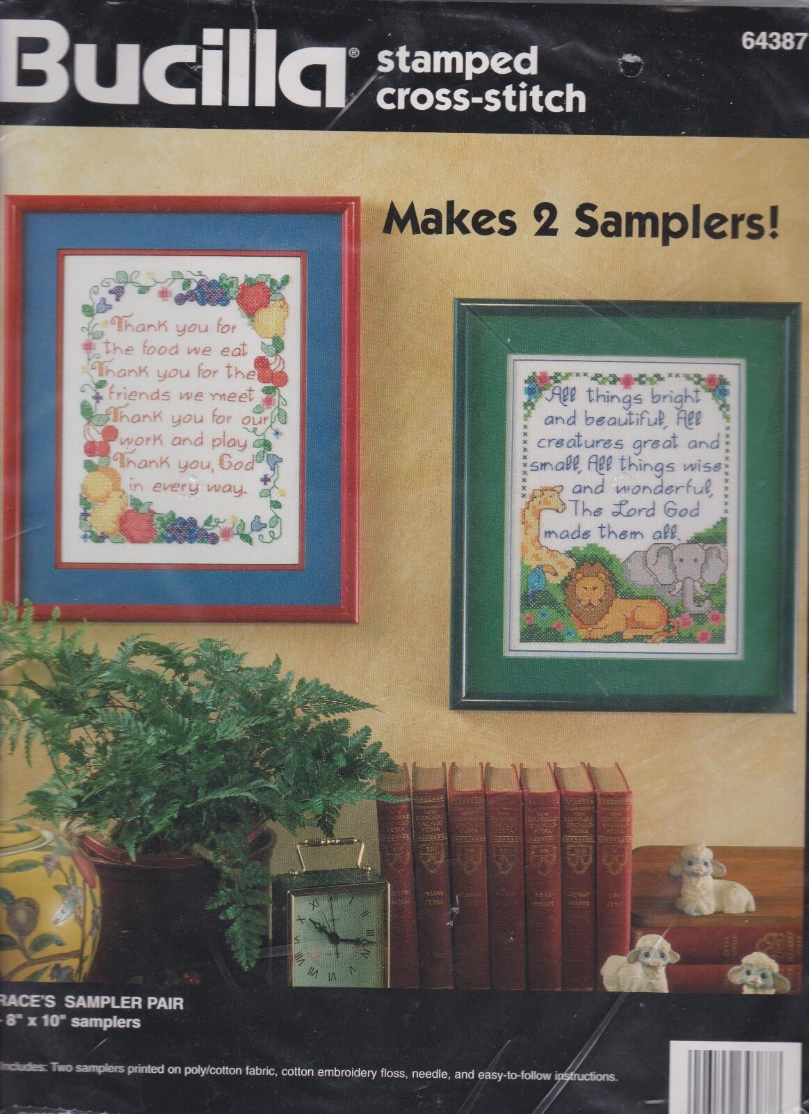 DIY Graces Sampler Pair Stamped Counted Cross Stitch Kit