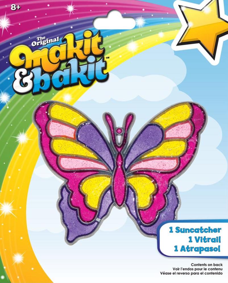 DIY Makit & Bakit Butterfly Colorful Stained Glass Suncatcher Kit Kid Craft