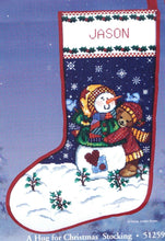 Load image into Gallery viewer, DIY Candamar A Hug for Christmas Snowman Counted Cross Stitch Stocking Kit 51259