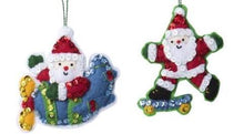 Load image into Gallery viewer, DIY Bucilla Santa on the Go Travel Christmas Felt Tree Ornament Kit 89281E