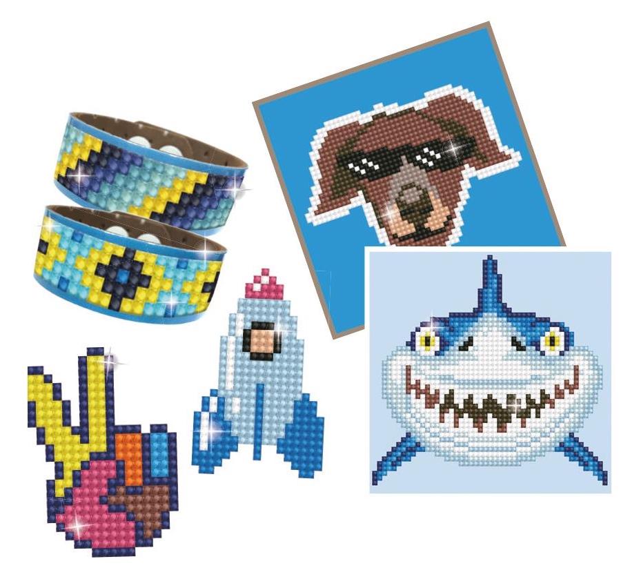 DIY Diamond Dotzies Blue Bracelet Sticker Picture Facet Art Kids Craft Combo Kit