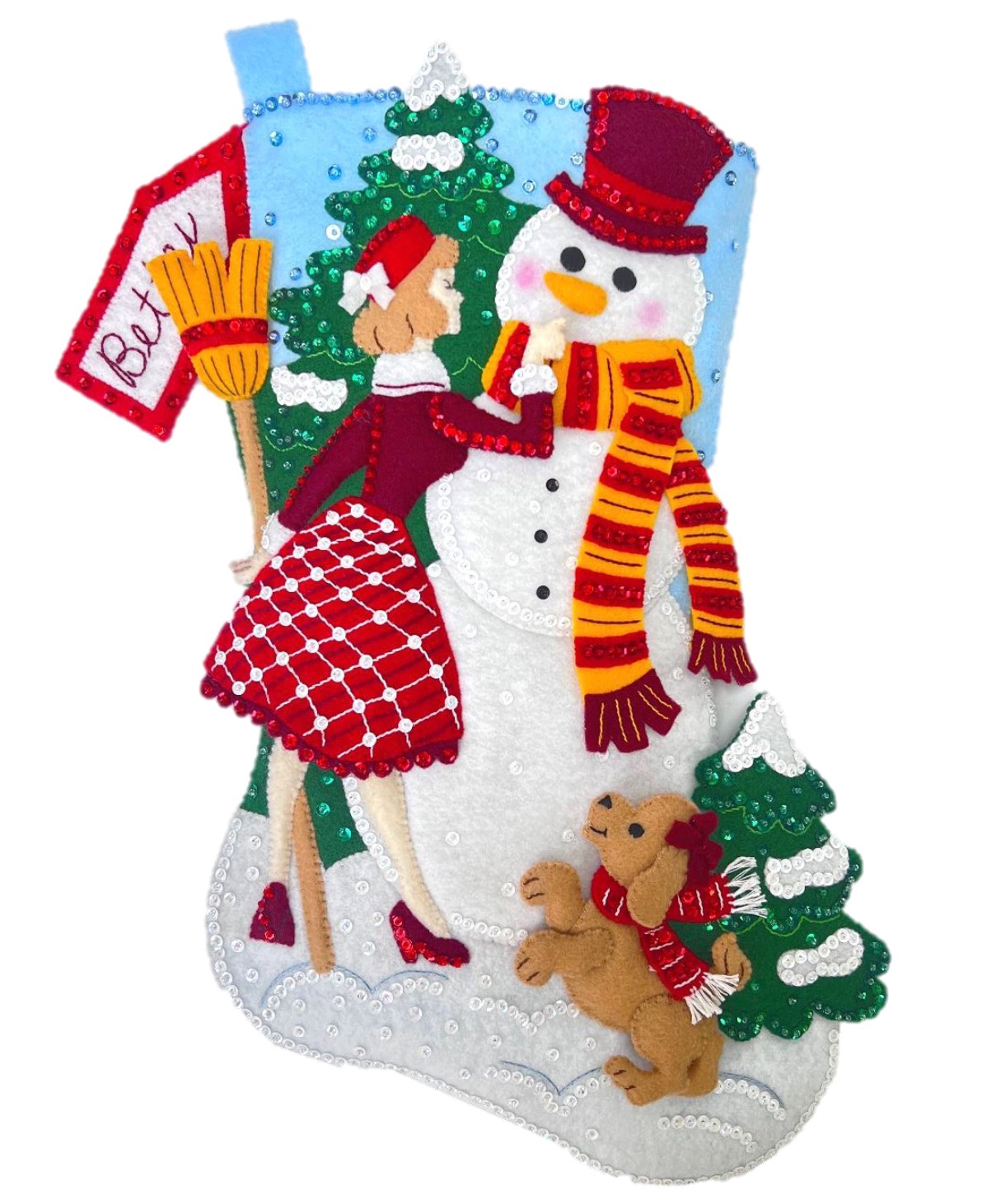 DIY Bucilla Date with a Snowman Christmas Felt Stocking Kit 89535E