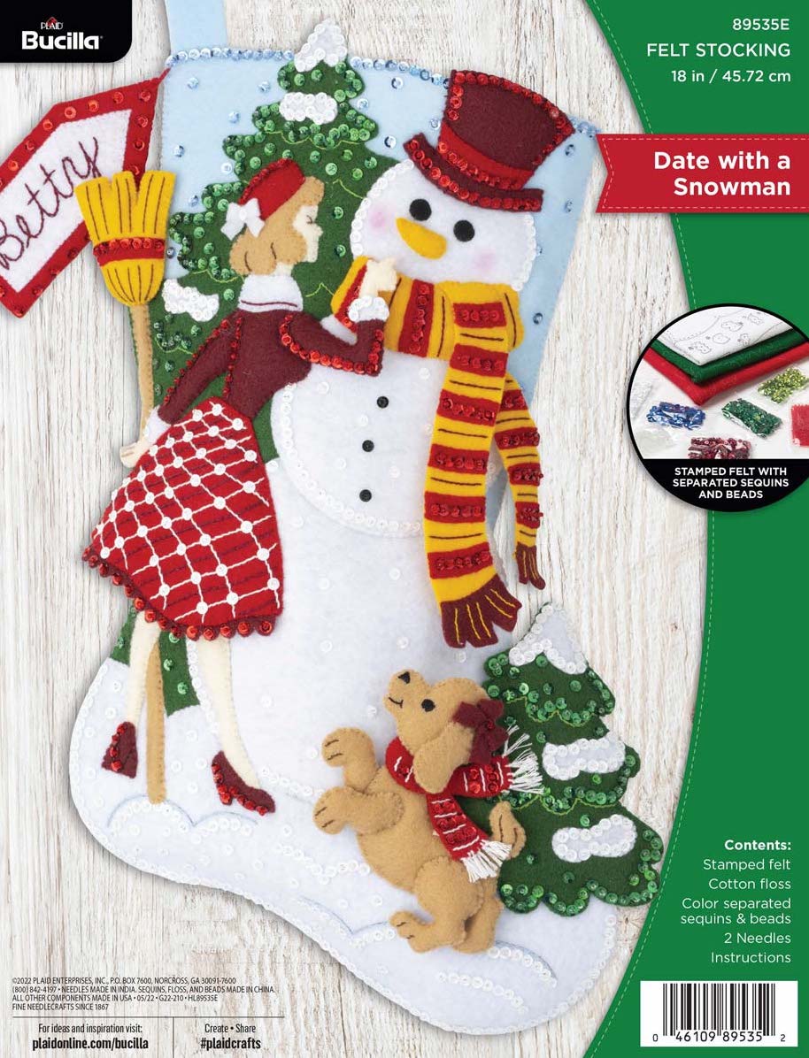 DIY Bucilla Date with a Snowman Christmas Felt Stocking Kit 89535E