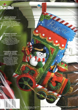 Load image into Gallery viewer, DIY Bucilla Candy Express Snowman Train Christmas Felt Stocking Kit 86147