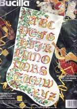 Load image into Gallery viewer, DIY Bucilla Christmas Alphabet Sampler Counted Cross Stitch Stocking Kit 83221