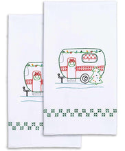 Load image into Gallery viewer, DIY Jack Dempsey Christmas Camper Vacation Stamped Embroidery Hand Towel Kit