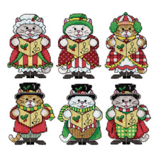 Load image into Gallery viewer, DIY Design Works Kitty Carollers Cats Christmas Plastic Canvas Ornament Kit 6875