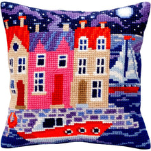 Load image into Gallery viewer, DIY Collection D&#39;Art Night Harbor Needlepoint 16&quot; Cushion Pillow Top Kit