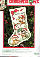 Load image into Gallery viewer, DIY Dimensions Merry Kittens Cats Music Christmas Cross Stitch Stocking Kit 8621