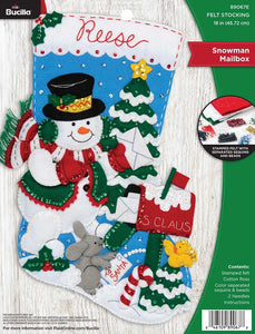 DIY Bucilla Snowman Mailbox Christmas Letters to Santa Felt Stocking Kit 89067E