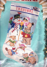 Load image into Gallery viewer, DIY Bucilla Snowman &amp; Animals Fox Bear Bunny Snow Needlepoint Stocking Kit 60707