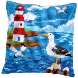 DIY Vervaco Lighthouse & Seagulls Chunky Needlepoint Cushion Pillow Top Kit 16"