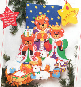 DIY Three Wise Bears Christmas Kings Religious Manger Felt Stocking Kit 18032
